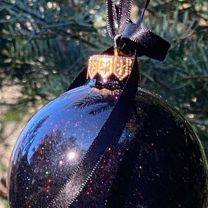 Rainbow Obsidian Glass Christmas Ornaments (set of 2).